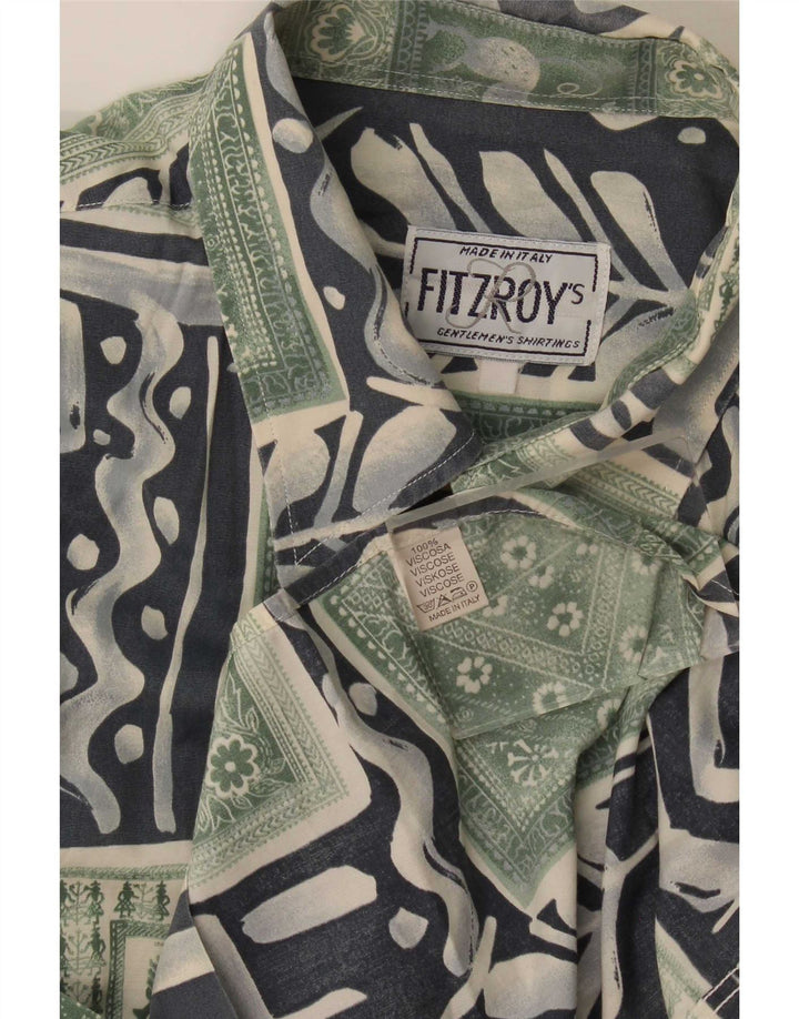 Мужская рубашка с коротким рукавом Fitzroy, большая зеленая лоскутная вискоза