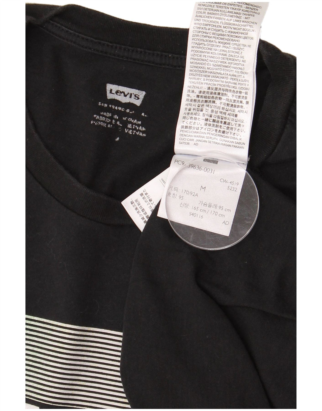 Мужская футболка с рисунком Levi's, верх среднего размера, черный хлопок, хлопок