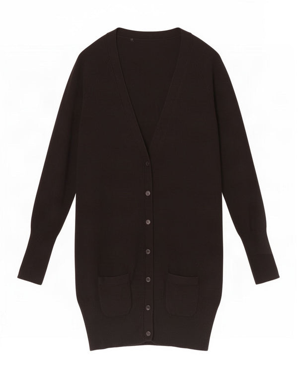 Женский удлиненный кардиган Zara UK 12, хлопковый средний черный цвет