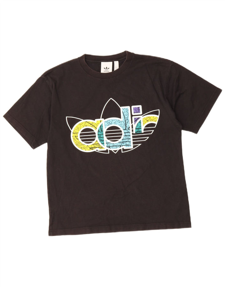 ADIDAS Mens Graphic T-Shirt Top Medium Black Cotton