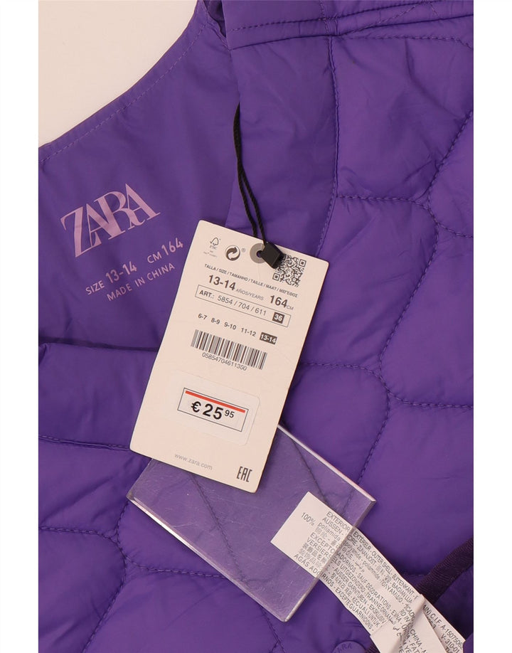 Стеганая куртка Zara для девочек 13-14 лет, фиолетовый полиамид