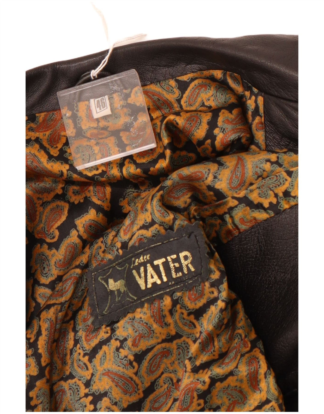 Винтажная мужская кожаная куртка IT 46 маленькая черная кожа