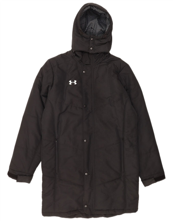 Мужское стеганое пальто с капюшоном Under Armour Cold Gear UK 38, средний черный полиэстер
