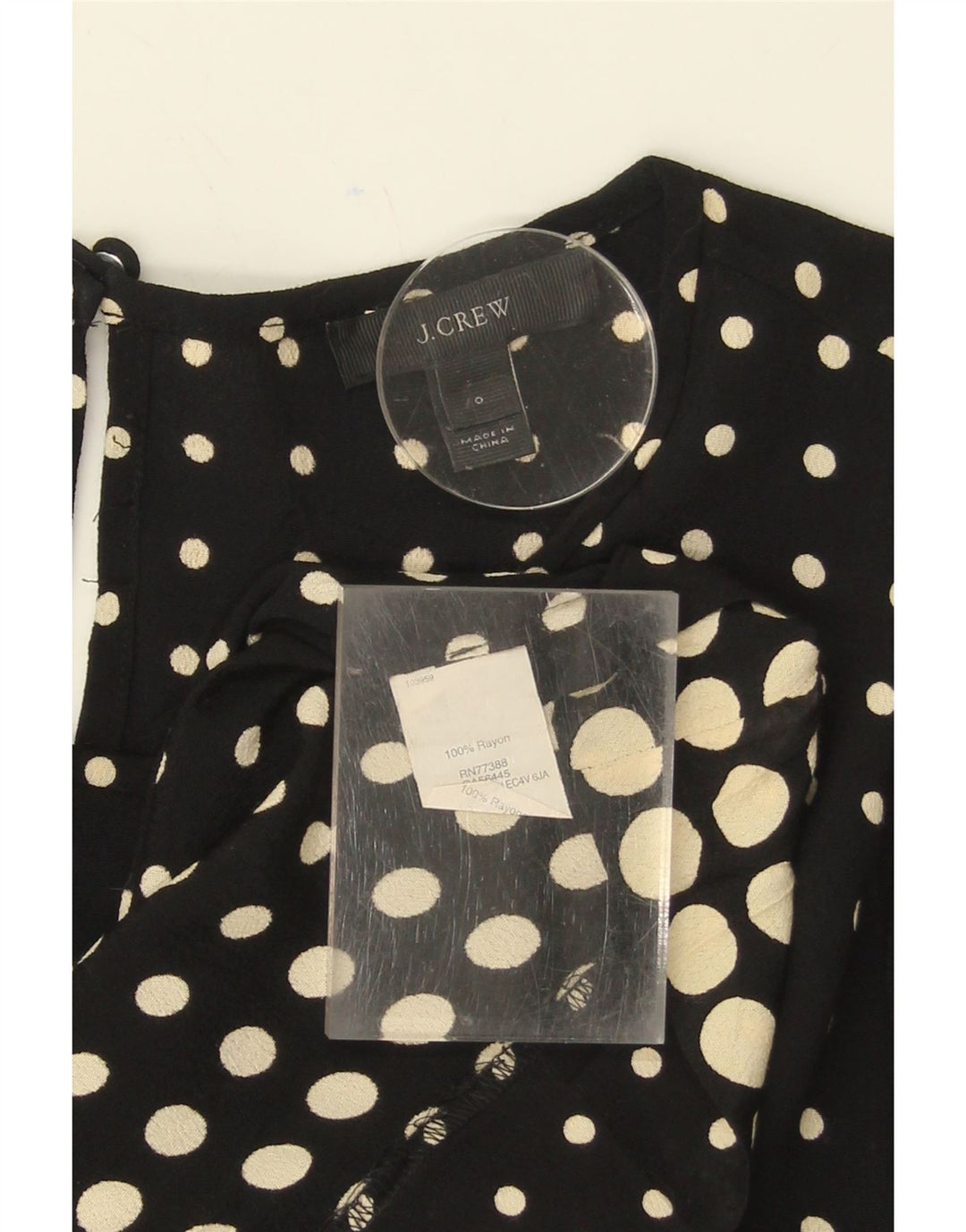 J. CREW Womens Oversized Long Sleeve Blouse Top US 0 XS Black Polka Dot Vintage J. Crew and Second-Hand J. Crew from Messina Hembry 