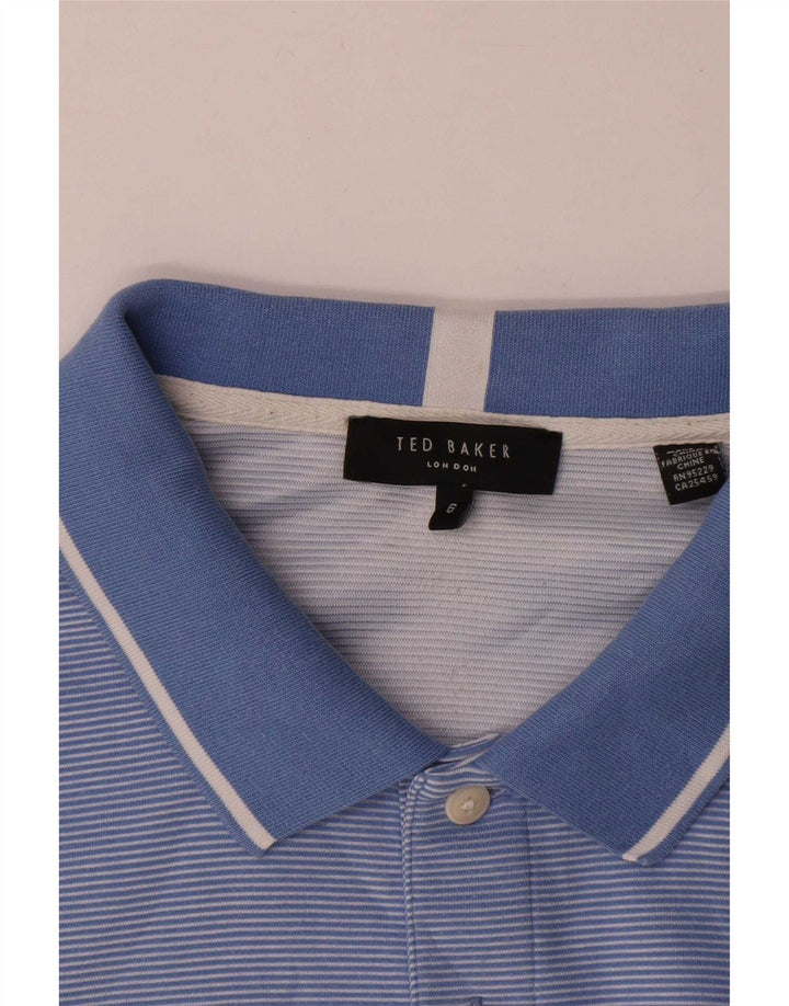 Мужская рубашка-поло Ted Baker, размер 6, 2XL, полиэстер в синюю полоску