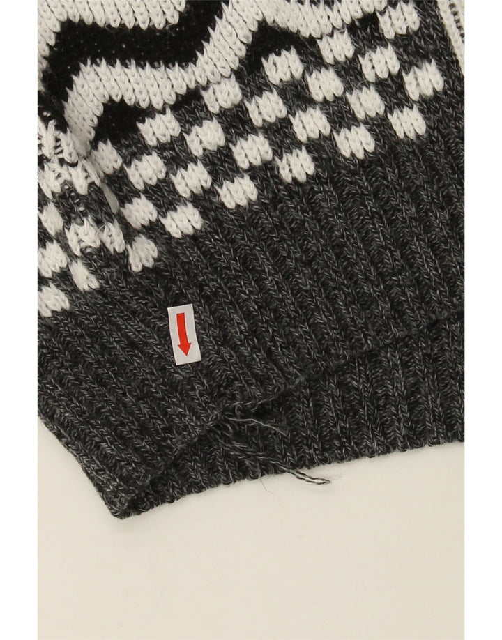 VINTAGE Mens Crew Neck Jumper Sweater Large Grey Geometric Acrylic Vintage Vintage and Second-Hand Vintage from Messina Hembry 