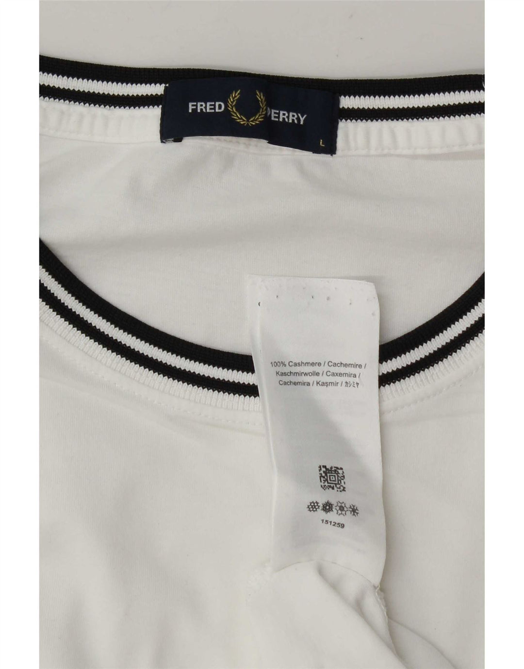 Мужская футболка Fred Perry из кашемира в большую белую полоску