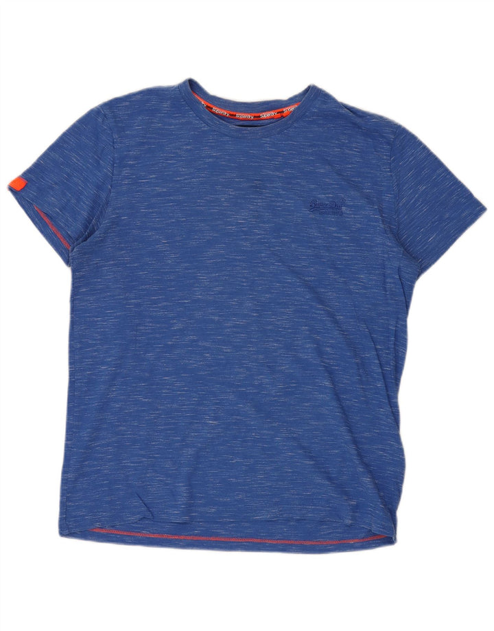 SUPERDRY Мужская футболка из хлопка большого размера синего цвета с крапинками