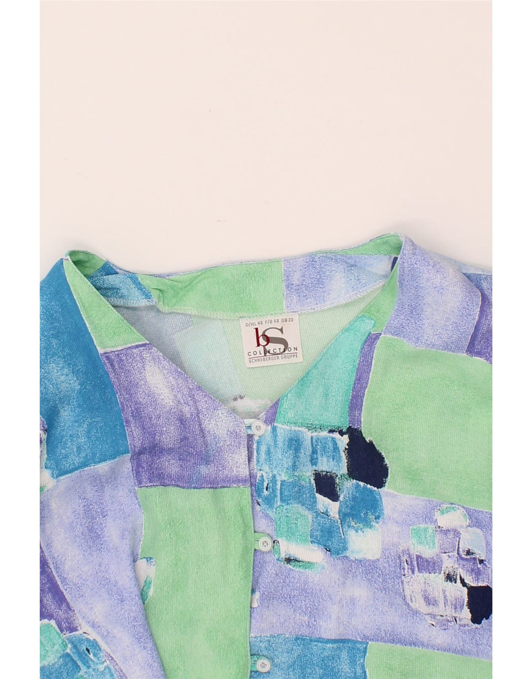 VINTAGE Womens Short Sleeve Shirt Blouse UK 18 XL Multicoloured Patchwork Vintage Vintage and Second-Hand Vintage from Messina Hembry 