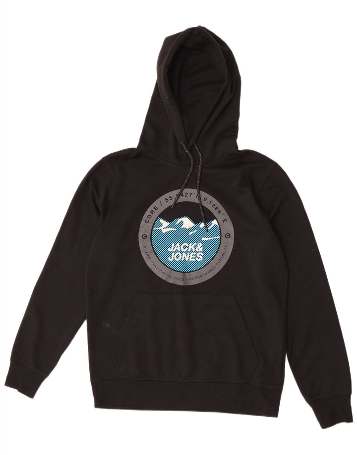 Мужской джемпер с капюшоном Jack & Jones с рисунком, средний черный, полиэстер