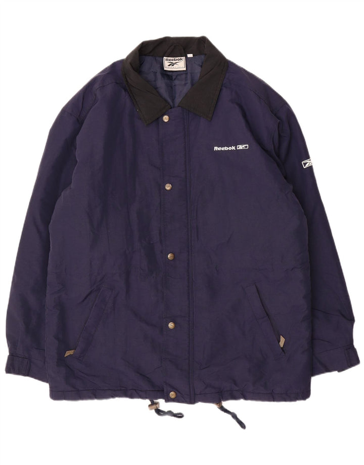 Мужская ветровка свободного кроя REEBOK UK 36, маленькая темно-синяя нейлоновая куртка