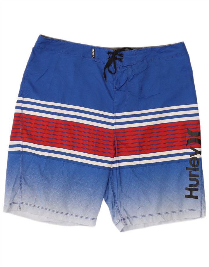 Мужские шорты для плавания Hurley с рисунком, полиэстер, большие синие полоски
