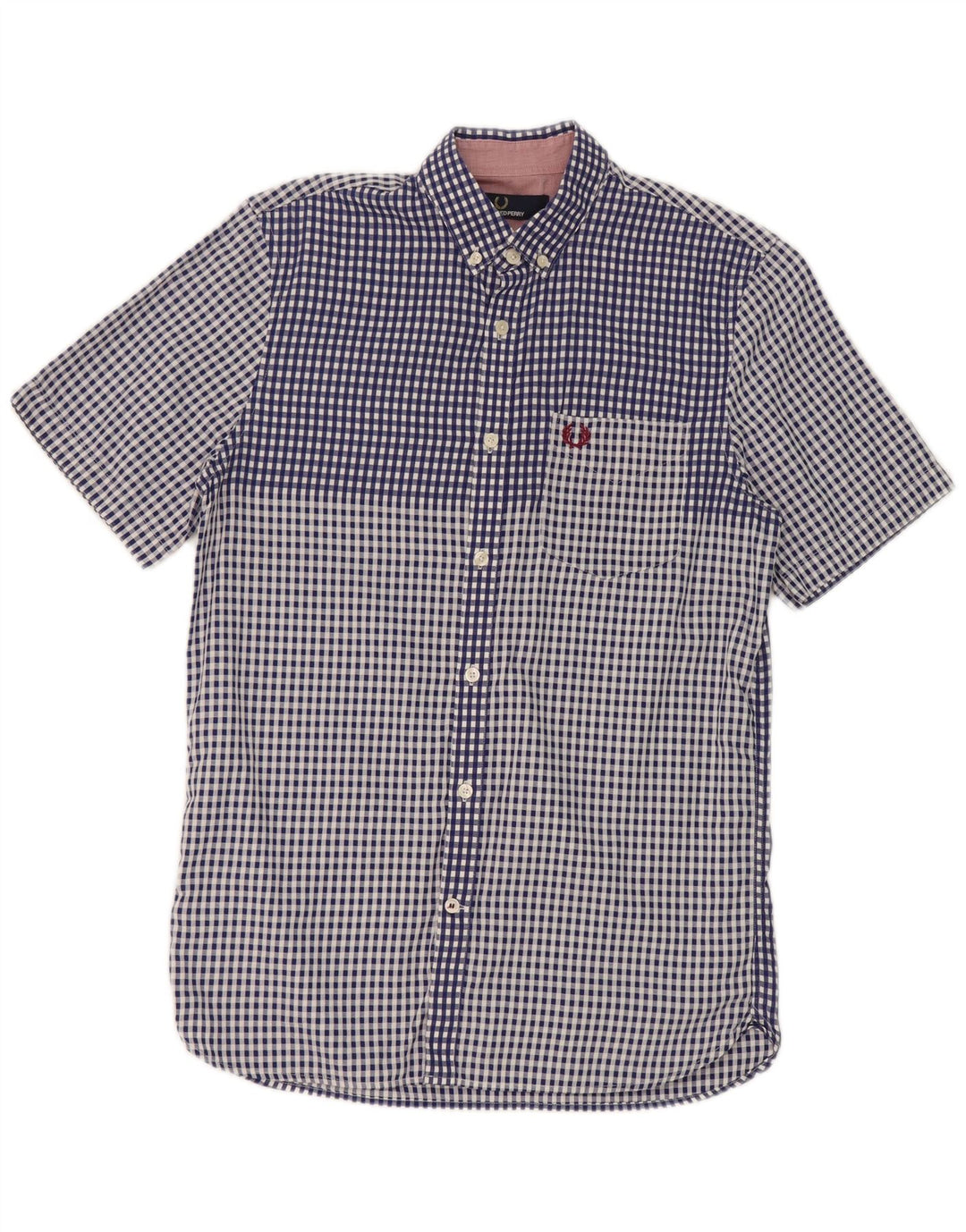 Мужская рубашка с коротким рукавом Fred Perry, маленькая синяя клетка, хлопок