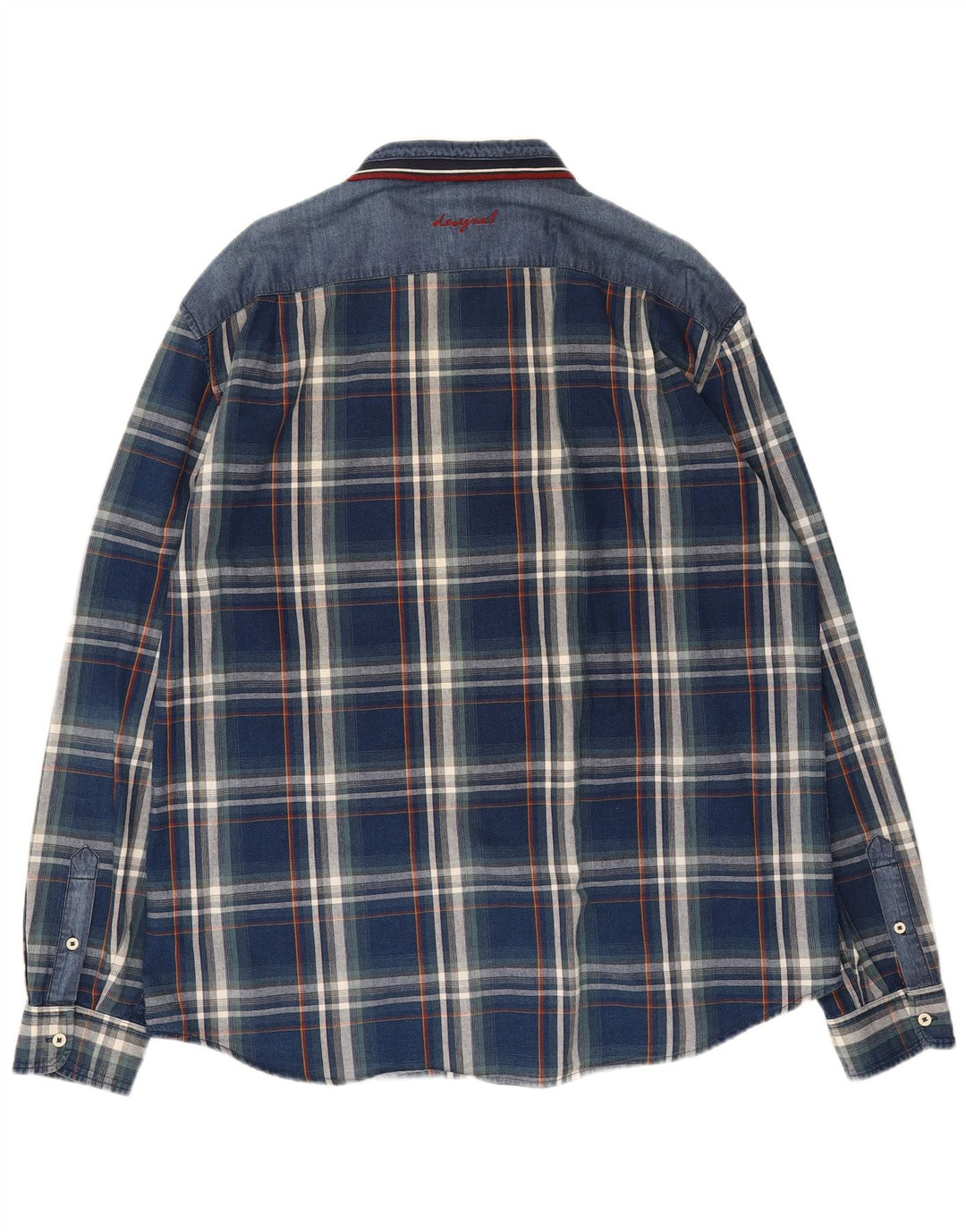 Мужская рубашка Desigual 2XL темно-синяя клетка из хлопка