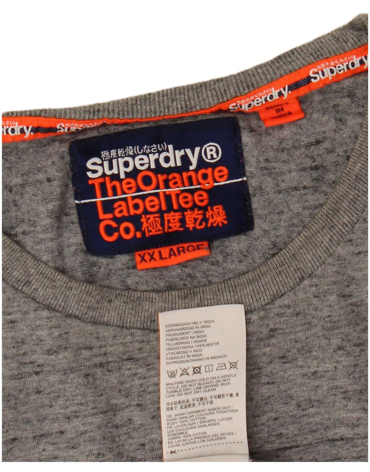 Мужская футболка с рисунком Superdry, топ 2XL, серый хлопок с крапинками