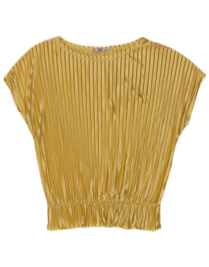 Женская блузка Zara Top UK 12, средний желтый цвет