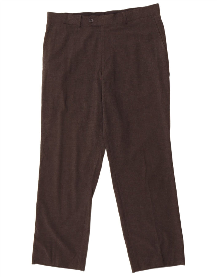 Мужские прямые костюмные брюки Zara EU 46 XL W36 L29, серый полиэстер