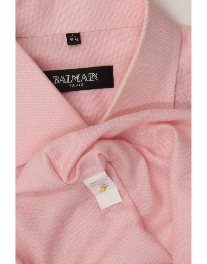 Мужская рубашка Balmain, размер 41/42, большая розовая хлопковая ткань
