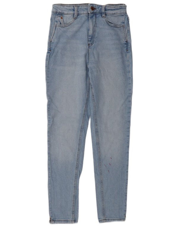 Женские джинсы скинни Zara с высокой посадкой EU 38, маленькие W28 L29, синие, хлопок