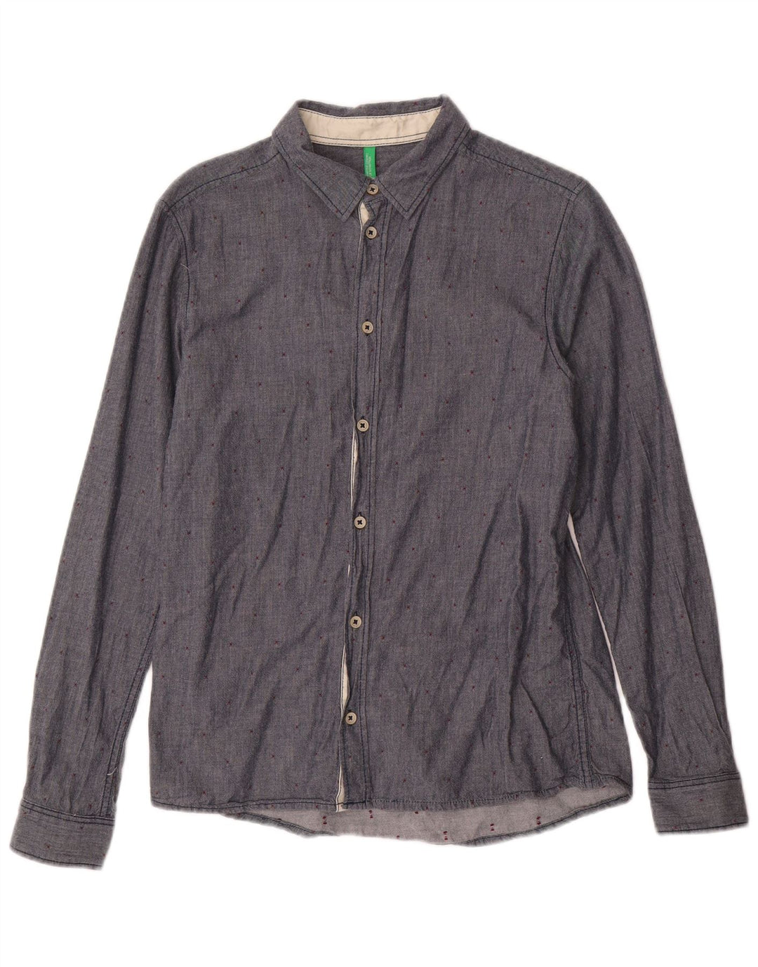 Рубашка BENETTON для мальчиков 13-14 лет, 3XL, темно-синий, хлопок в крапинку