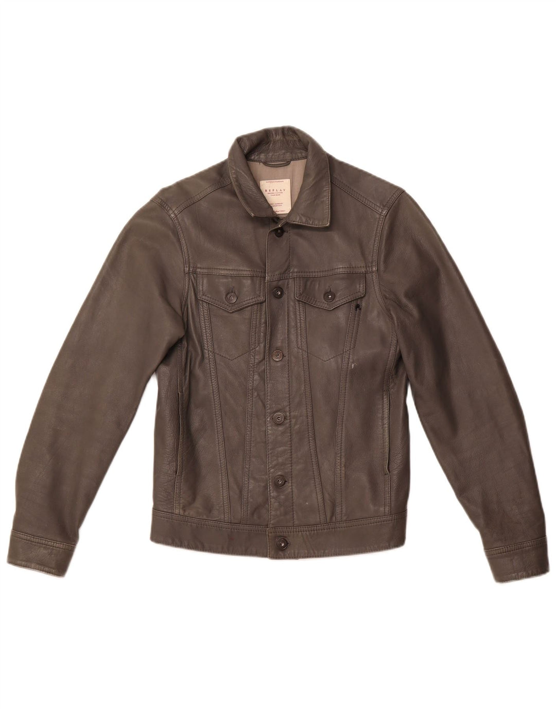 Женская кожаная куртка REPLAY UK 10, маленькая серая кожаная