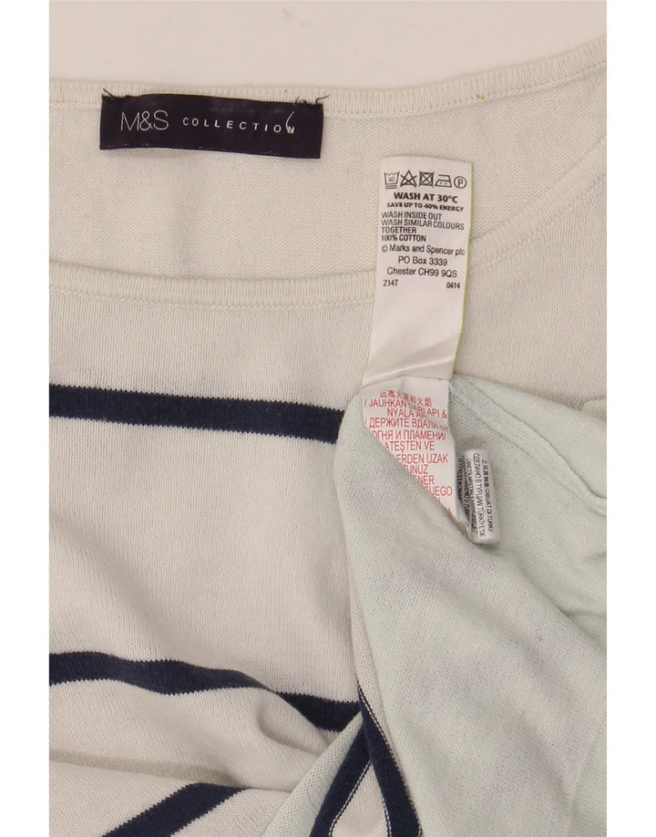 Женский топ с длинным рукавом Marks & Spencer, Великобритания, 8 маленьких белых полосок, хлопок