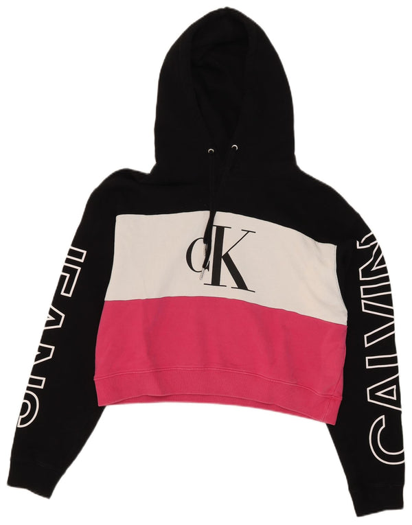 Женский укороченный джемпер с капюшоном Calvin Klein Jeans UK 10, маленький черный
