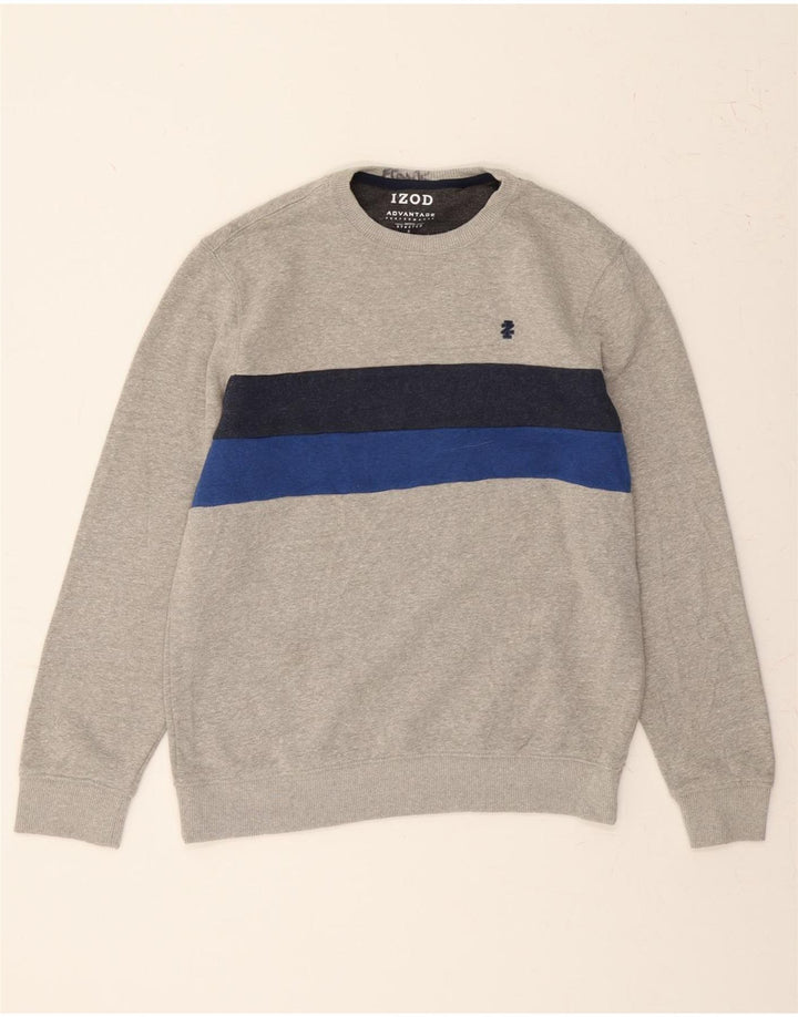 IZOD Mens Sweatshirt Jumper Small Grey Colourblock Cotton Vintage Izod and Second-Hand Izod from Messina Hembry 