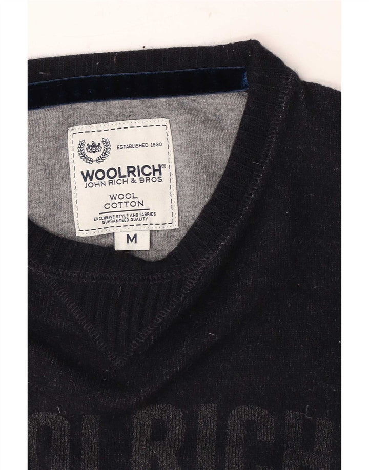 Мужской джемпер с вырезом «лодочка» Woolrich, средний темно-синий шерстяной свитер