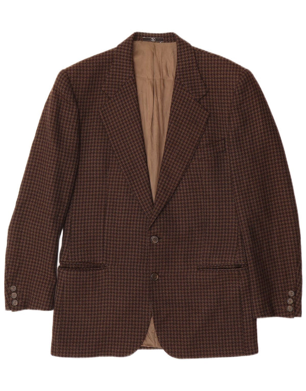 Valentino Mens Blazer Jacket UK 38 Medium Brown Houndstooth Classic