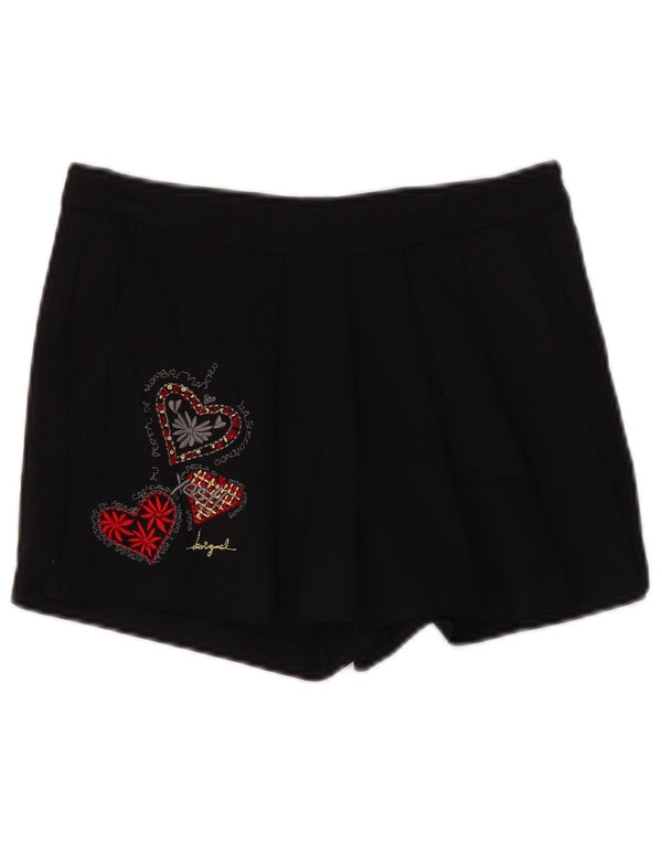 Женские повседневные шорты DESIGUAL с рисунком на крючках W24 XS, черные, хлопковые с сердцем
