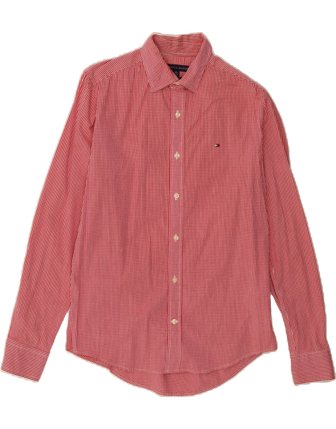 TOMMY HILFIGER Mens Custom Fit Shirt XS Red Gingham Cotton Vintage Tommy Hilfiger and Second-Hand Tommy Hilfiger from Messina Hembry 
