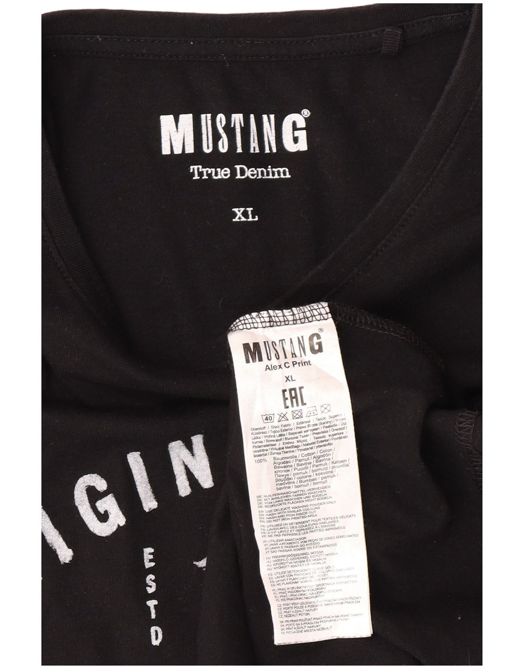 MUSTANG Мужская футболка с рисунком Top XL, черный хлопок