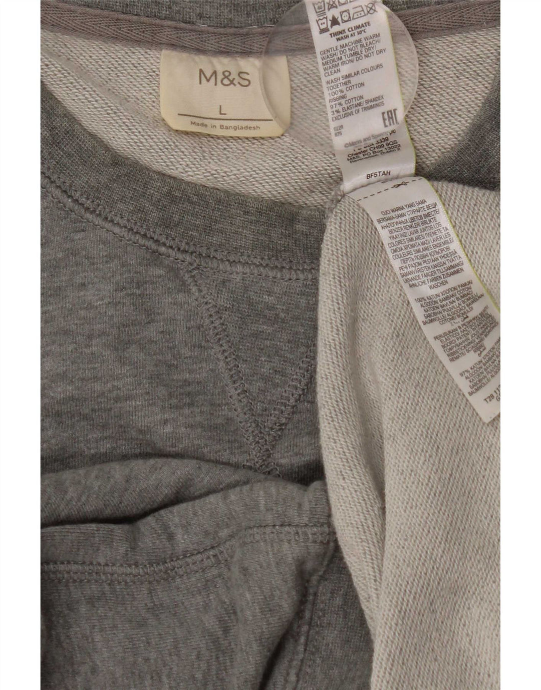 Мужской свитер Marks & Spencer, большой серый хлопковый джемпер