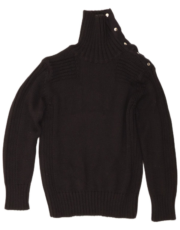 Женский джемпер с высоким воротником Sonny Bono, Великобритания 20 2XL, черный из шерсти мериноса