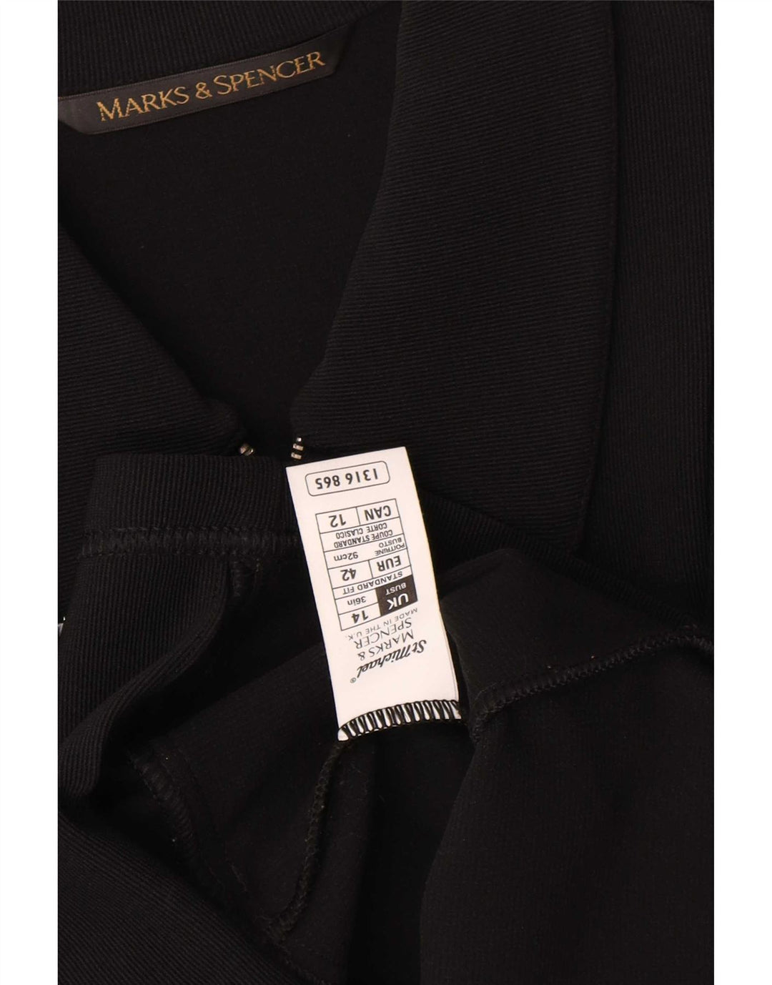 Женский пиджак Marks & Spencer с молнией во всю длину, Великобритания 14, средний черный нейлон