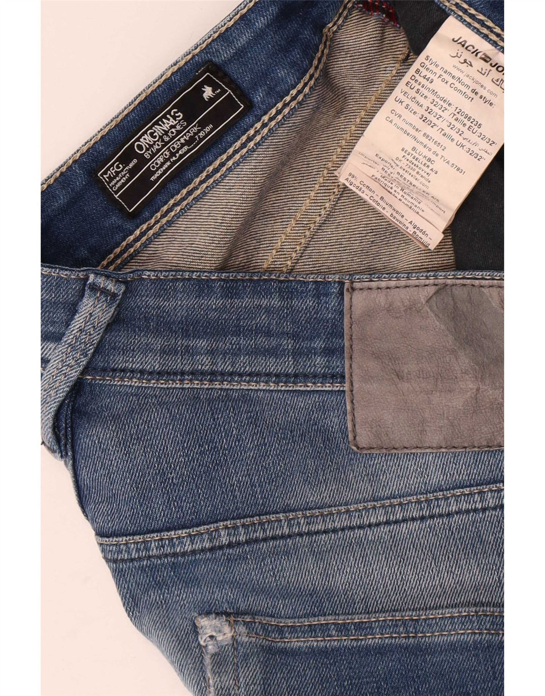 Мужские узкие джинсы Jack & Jones W32 L32 синие, хлопок