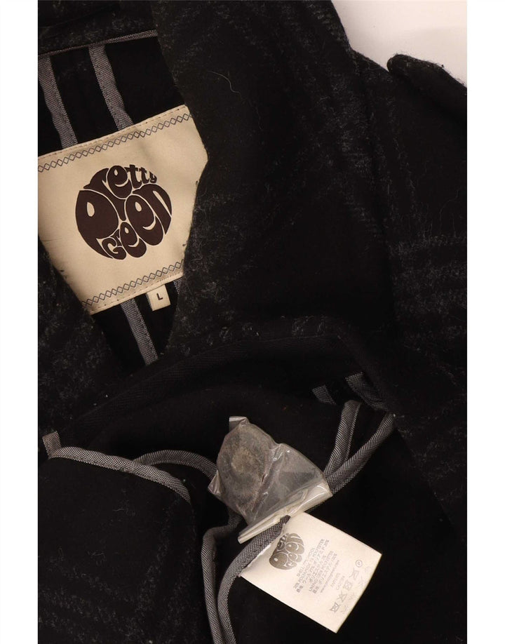 Мужское бушлат Pretty Green UK 40, шерстяное пальто в большую черную клетку