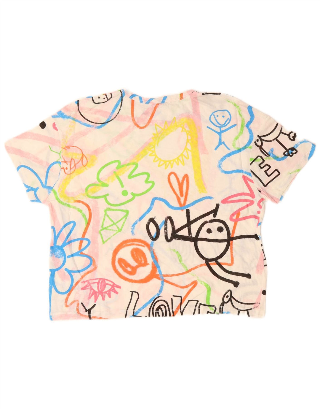 Женская укороченная футболка оверсайз с рисунком ZARA, UK 10, маленькая, разноцветная