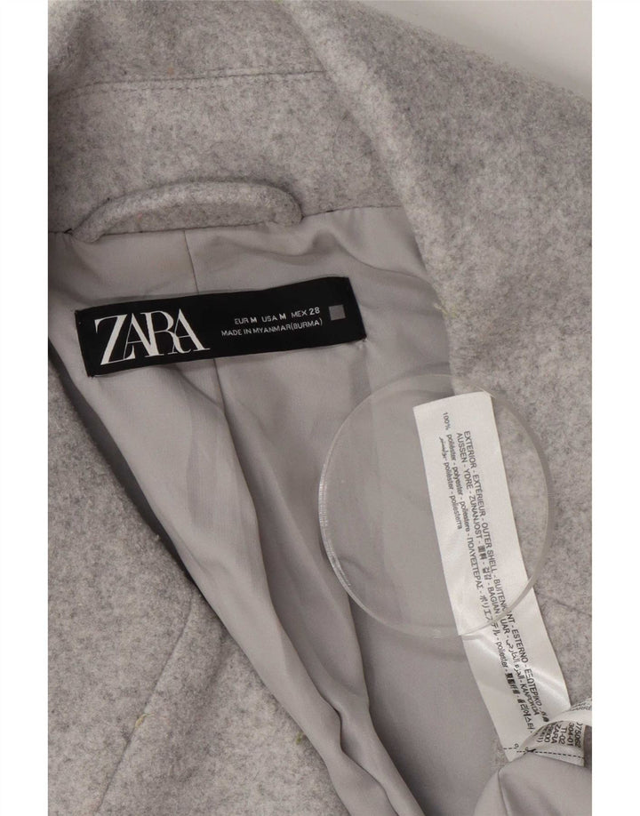 Zara Женское пальто большого размера с рукавом 3/4 UK 14 Средний серый полиэстер