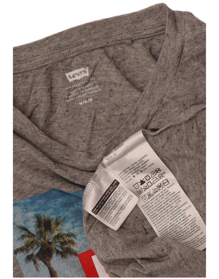 Женская футболка с рисунком Levi's Top UK 14, средний серый хлопок с крапинками