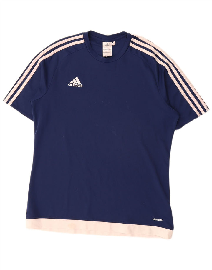 Мужская футболка Adidas Climalite, большой темно-синий полиэстер с цветными блоками