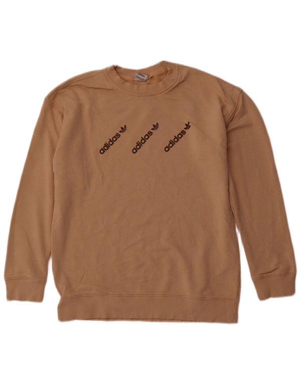 Мужской свитшот ADIDAS с рисунком, хлопковый спортивный джемпер среднего коричневого цвета