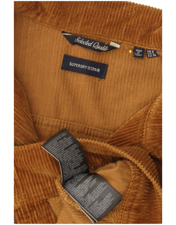 Женская укороченная вельветовая куртка Superdry UK 8, маленький коричневый хлопок