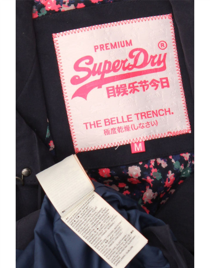 Женский тренч Superdry UK 14, средний темно-синий, хлопок