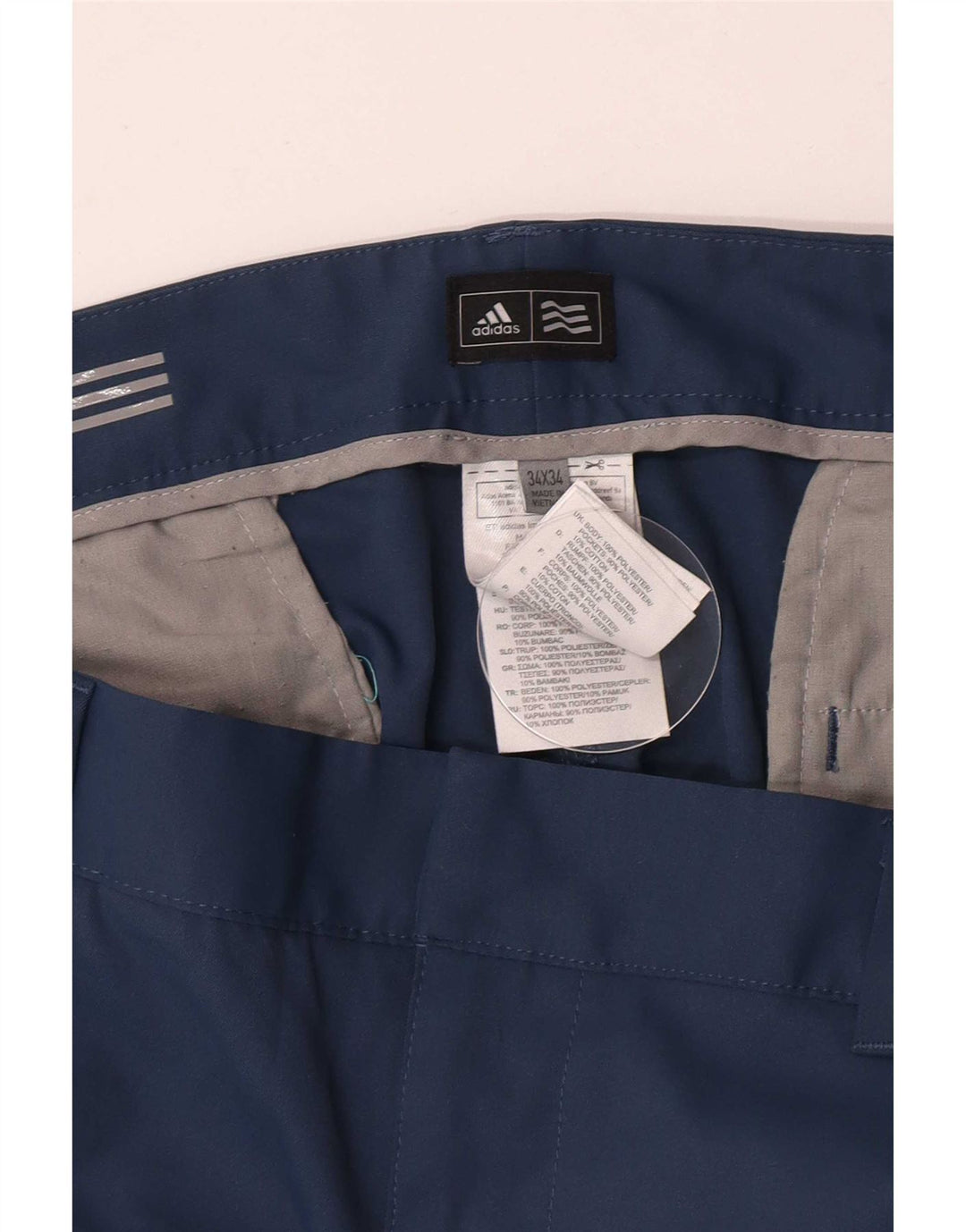 Мужские прямые брюки чинос Adidas W34 L34 синие из полиэстера