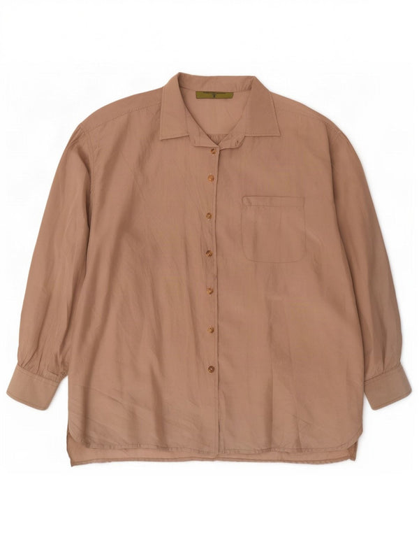 Винтажная женская удлиненная рубашка оверсайз IT 44 Medium Beige