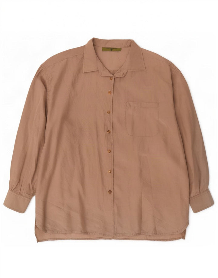 Винтажная женская удлиненная рубашка оверсайз IT 44 Medium Beige