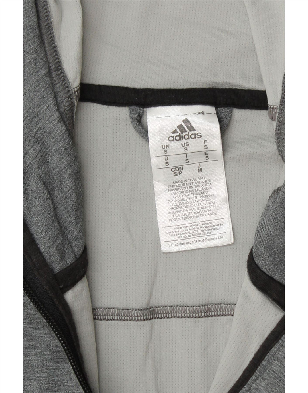 Мужской свитер с капюшоном и молнией ADIDAS Climacool, маленький серый, с цветными блоками