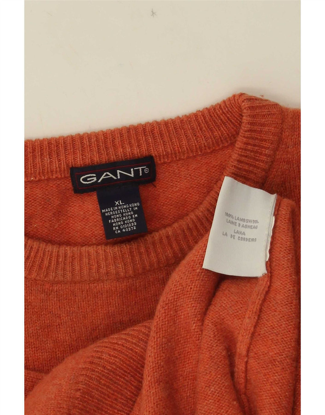 Мужской джемпер с круглым вырезом Gant XL оранжевый из овечьей шерсти